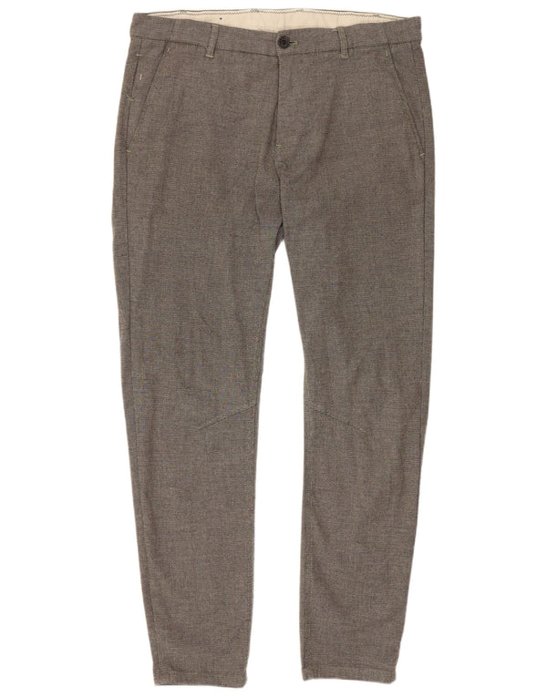 Zara Pantalón chino ajustado para mujer EU 42 Large W32 L28 Poliéster gris