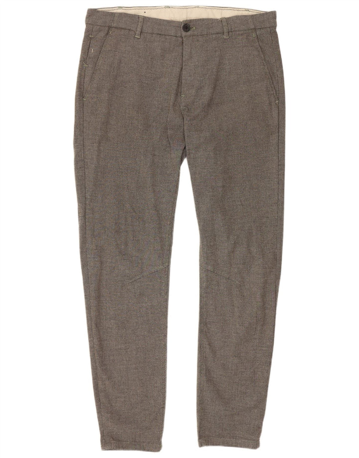 Zara Pantalón chino ajustado para mujer EU 42 Large W32 L28 Poliéster gris