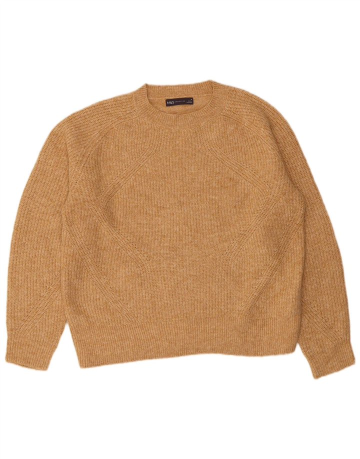 Marks & Spencer Suéter de Cuello Redondo para Mujer UK 44 Acrílico Beige Medio
