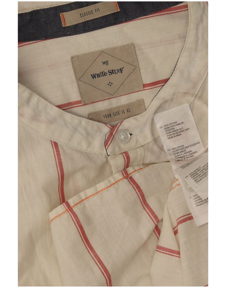 Camisa de corte clásico para hombre White Stuff XL de algodón a rayas blancas