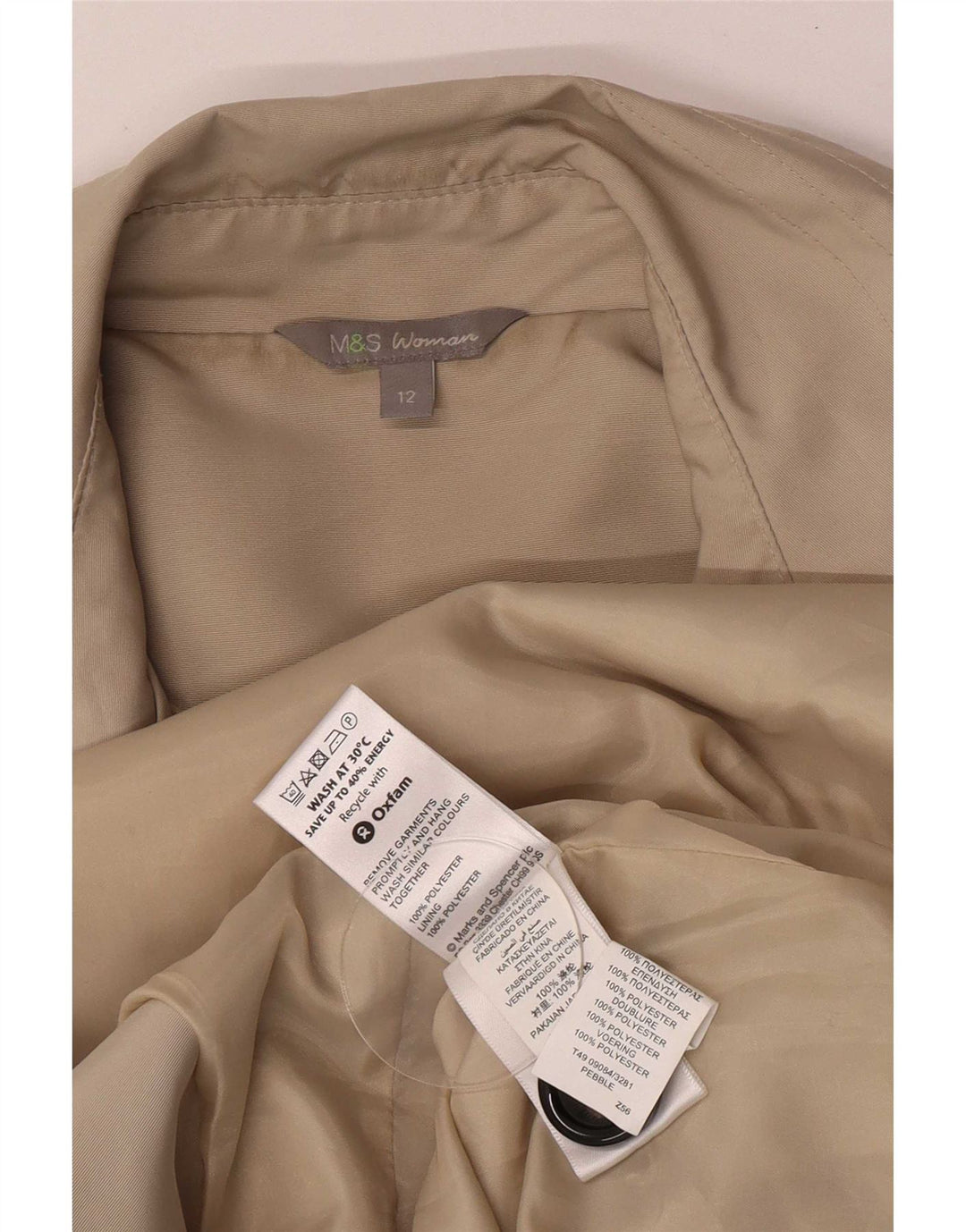 Marks & Spencer Gabardina para mujer UK 40 Medio Beige Poliéster Clásico