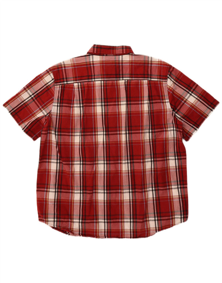 Carhartt Hombre Camisa Slim Fit De Manga Corta XL De Algodón A Cuadros Rojos