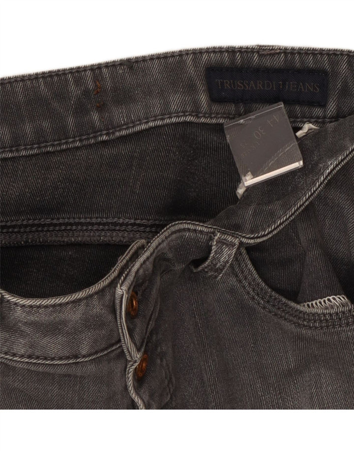 TRUSSARDI Vaqueros ajustados para mujer W28 L28 Gris Algodón