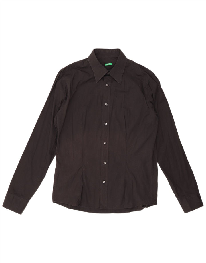 BENETTON Camisa Hombre XL Algodón Negro