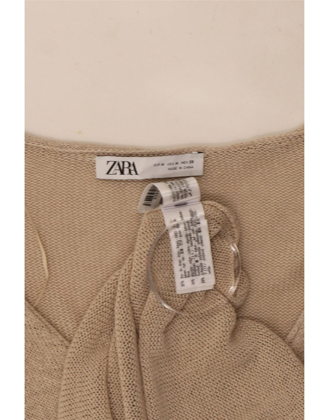 Zara Mujer Cárdigan Suéter UK 44 Medio Beige Lino