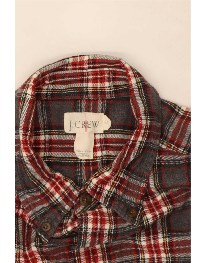 J. Crew Camisa de franela para hombre Algodón a cuadros gris grande