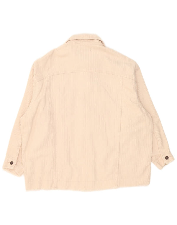 Zara Mujer Chaqueta De Pana Extragrande Reino Unido 46 Grande Algodón Beige