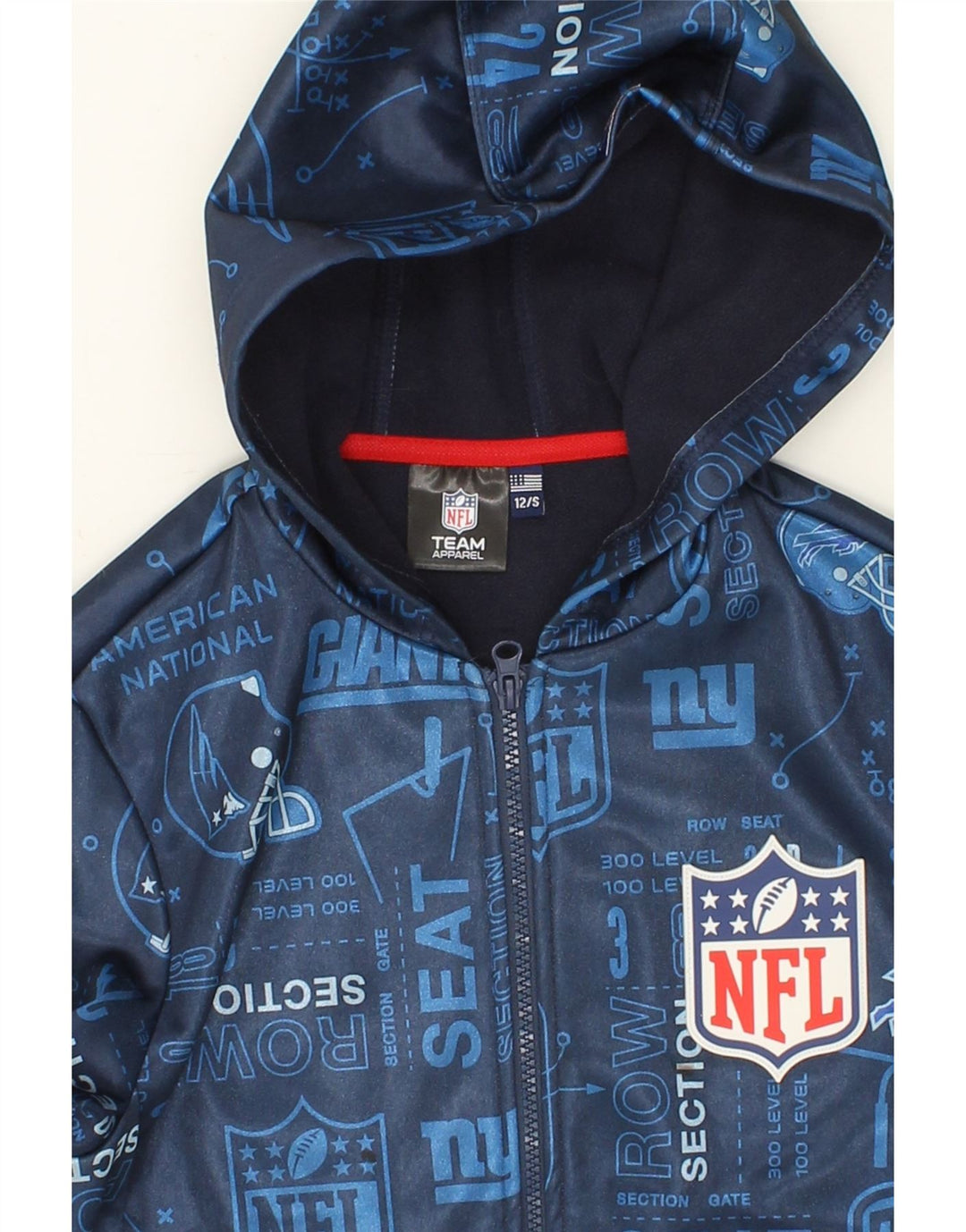 NFL Boys Graphic Zip Hoodie Sweater 11-12 Years Blue Polyester Vintage NFL and Second-Hand NFL from Messina Hembry 