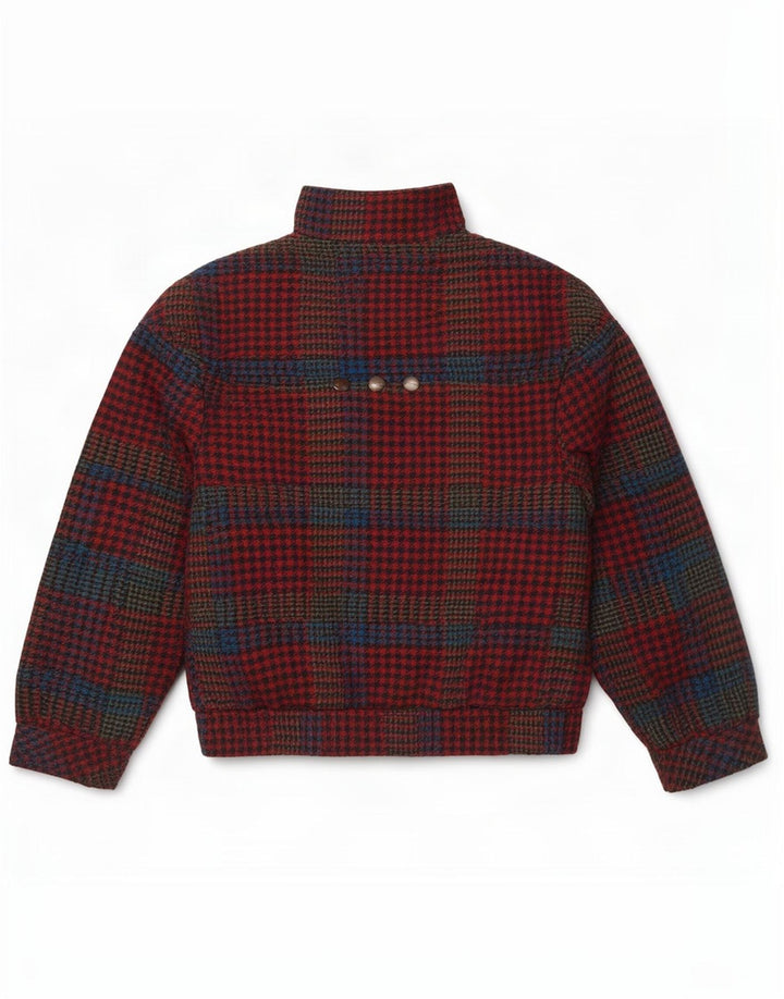 Vintage mujer bombardero chaqueta Reino Unido 10 pequeño rojo Houndstooth