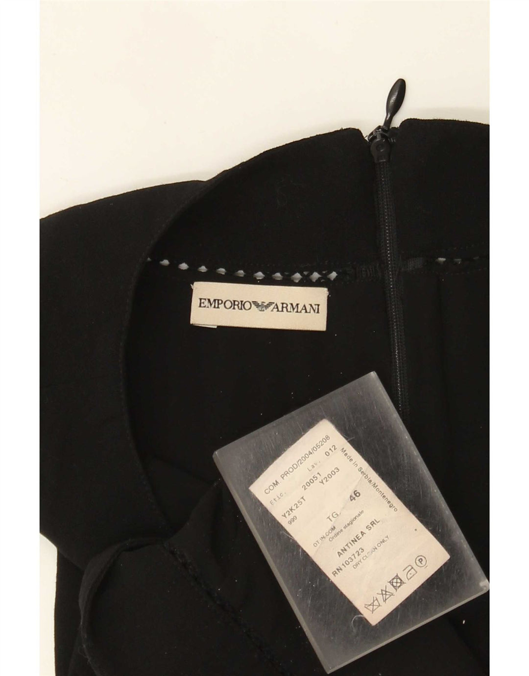 Emporio Armani Top corto halter para mujer IT 46 Lana negra grande