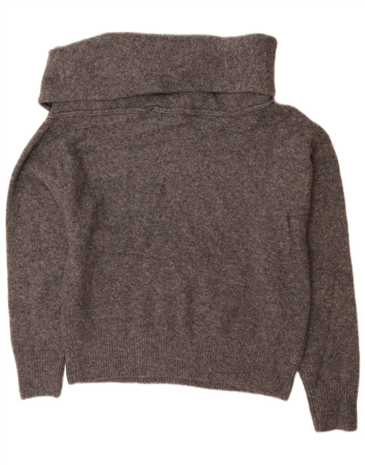 Zara Mujer Jersey Oversize Con Cuello Chal UK 10 Small Gris Poliéster