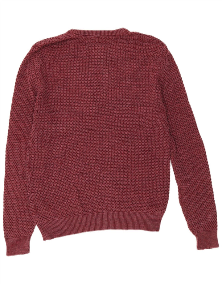 Marks & Spencer Jersey de cuello redondo para hombre de algodón burdeos medio