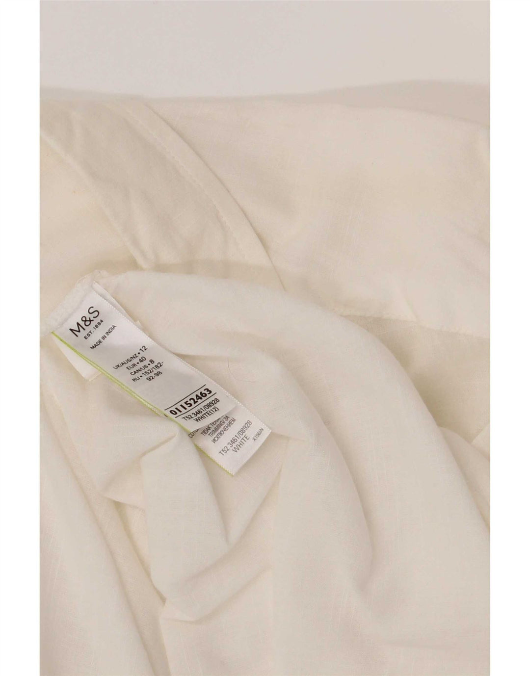 Marks & Spencer Womens Shirt Dress UK 12 Medium White Cotton