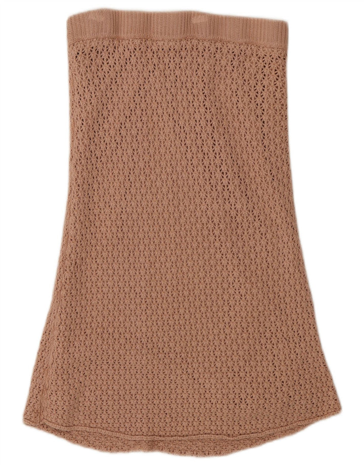 Zara Mujer Falda Acampanada De Ganchillo Pequeña W26 Poliéster Beige