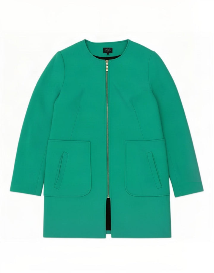 Marks & Spencer Abrigo con cremallera completa para mujer UK 40 Poliéster verde medio