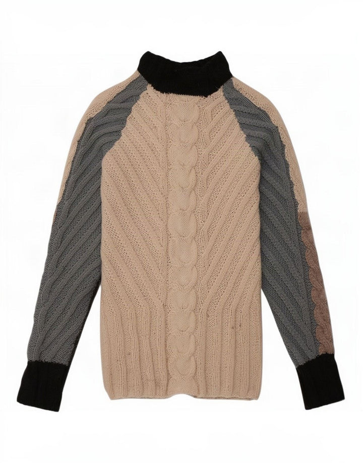 Vintage mujer tortuga cuello jersey suéter Reino Unido 10 pequeño multicolor