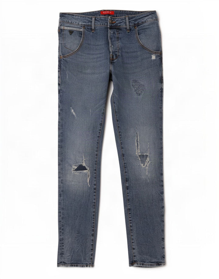 Guess Vaqueros ajustados desgastados para hombre W32 L30 Algodón azul