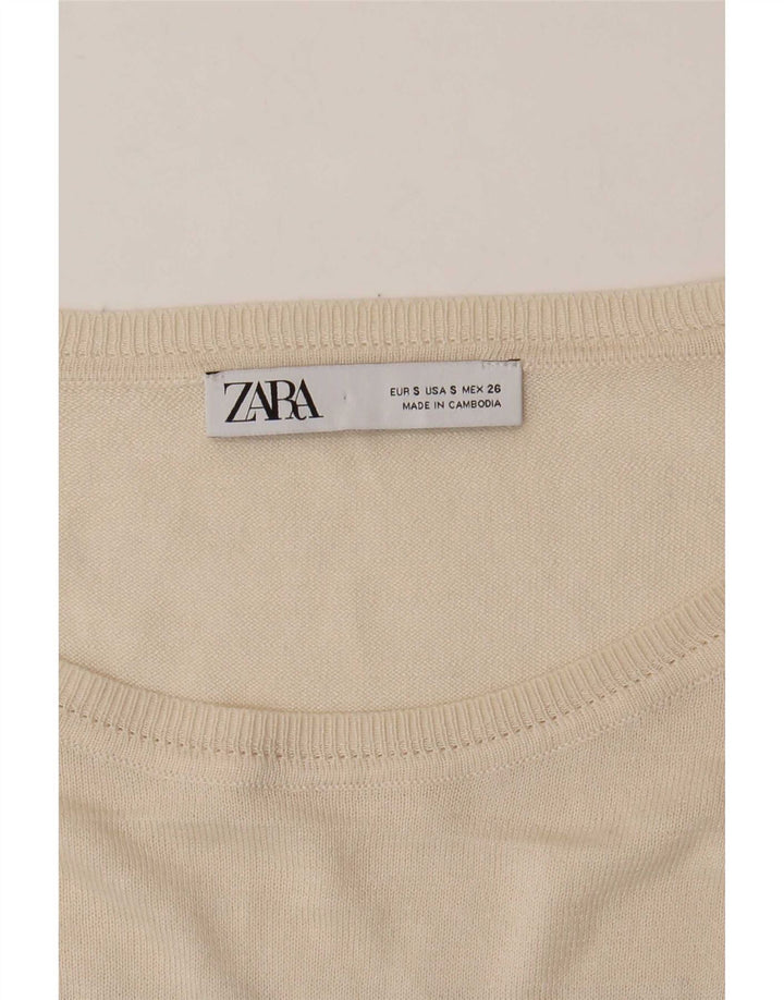 Zara Mujer Bolero Top UK 10 Small Off White Rayas