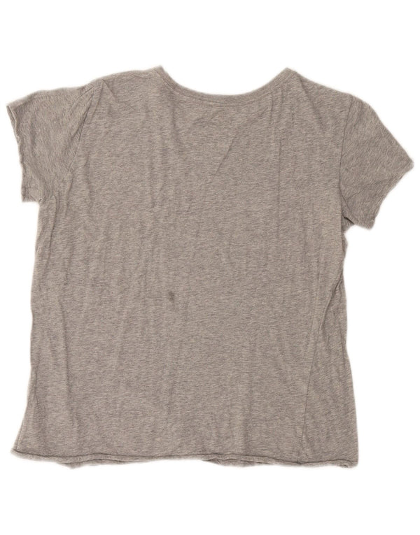 NIKE Womens Slim Fit Graphic T-Shirt Top UK 14 Large Grey Cotton