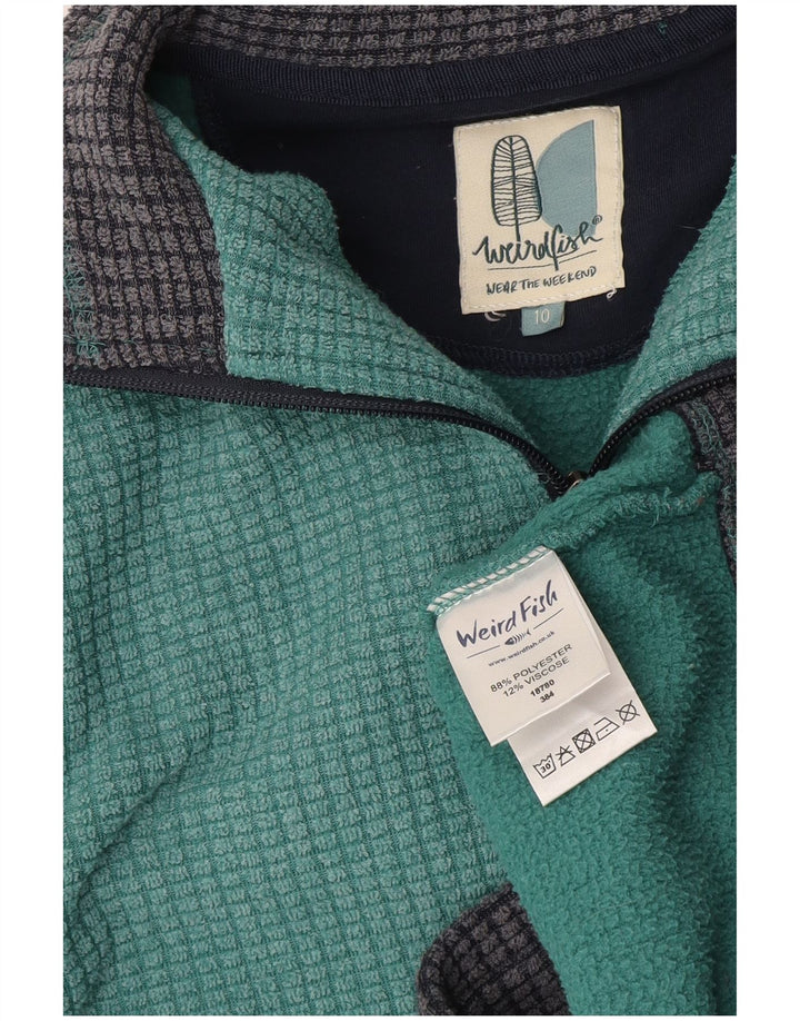 WEIRD FISH Jersey polar con cremallera y cuello para mujer UK 10 Small Green Poliéster
