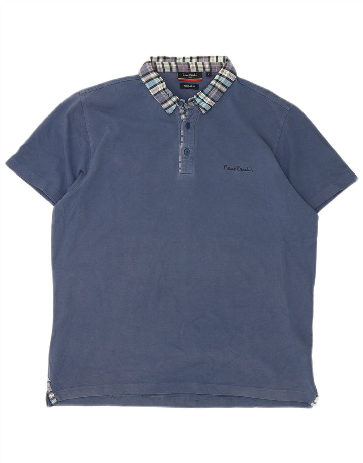 Pierre Cardin Polo De Corte Regular Para Hombre De Algodón A Cuadros Azul Grande