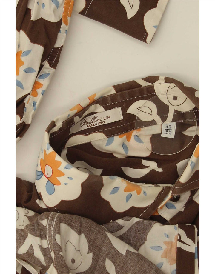 Bellini Camisa Hombre Suze 39 15 1/2 Marrón Medio Floral