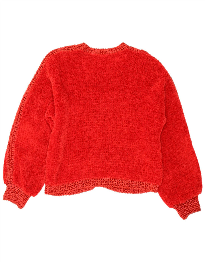 Vintage mujer Cardigan suéter Reino Unido 14 acrílico rojo medio