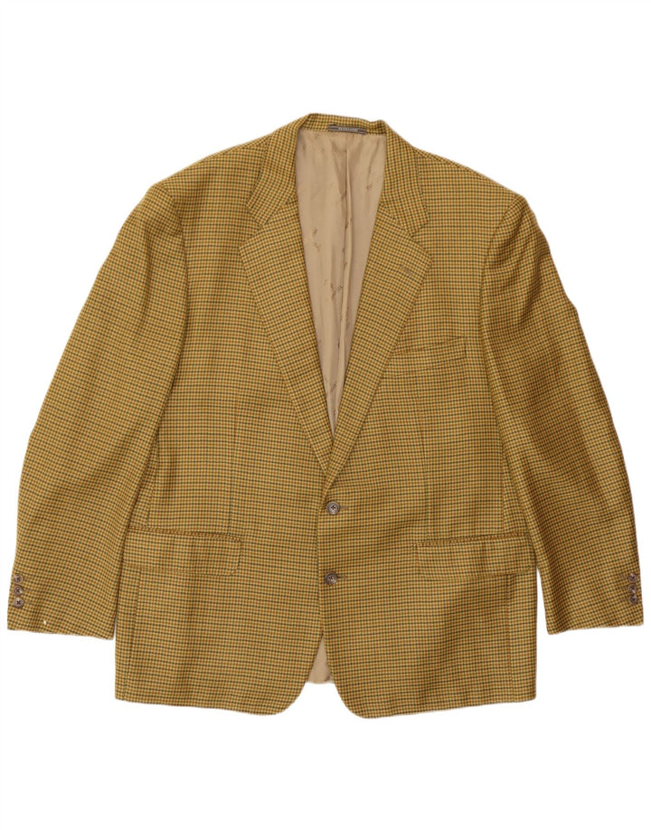 Trussardi Chaqueta tipo blazer de 2 botones para hombre IT 56 3XL Beige Pata de gallo