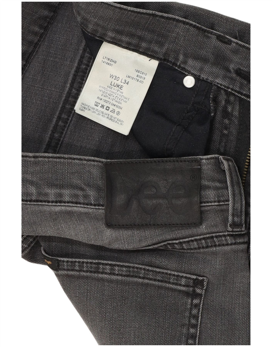 Vaqueros Lee Luke Slim para Mujer W30 L34 Algodón Gris