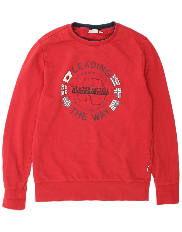 Napapijri Hombre Sudadera Gráfica Jumper Medium Rojo Algodón