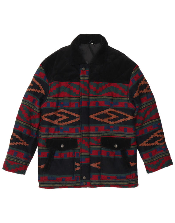 VINTAGE Chaqueta acolchada para hombre Reino Unido 40 Geométrico multicolor grande