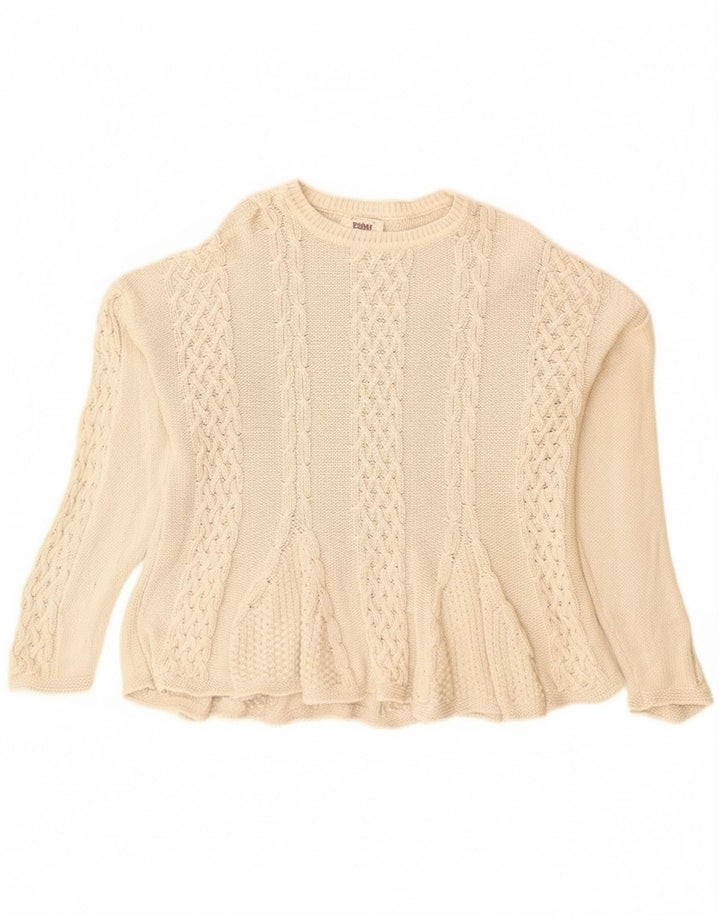 Sisley Suéter tipo jersey con cuello redondo y elegancia relajada para mujer UK 44 Medium Beige