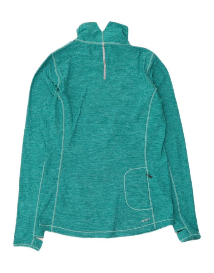New Balance Mujer Zip Neck Jersey Chándal Top UK 12 Verde Medio