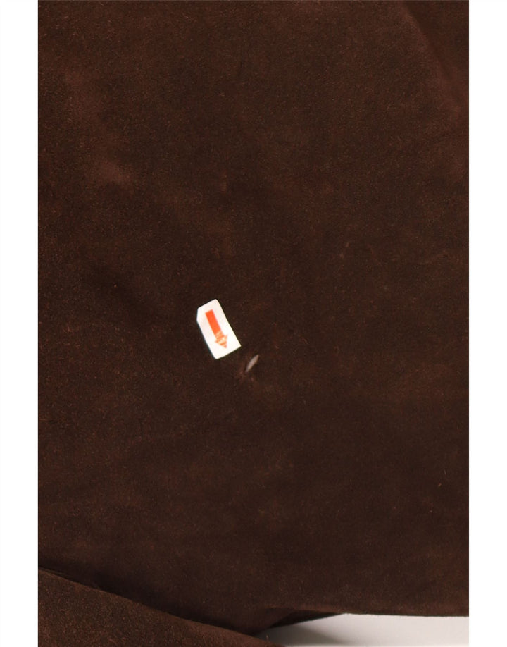 Vintage mujer oversized ante cortavientos abrigo Reino Unido 18 XL Marrón