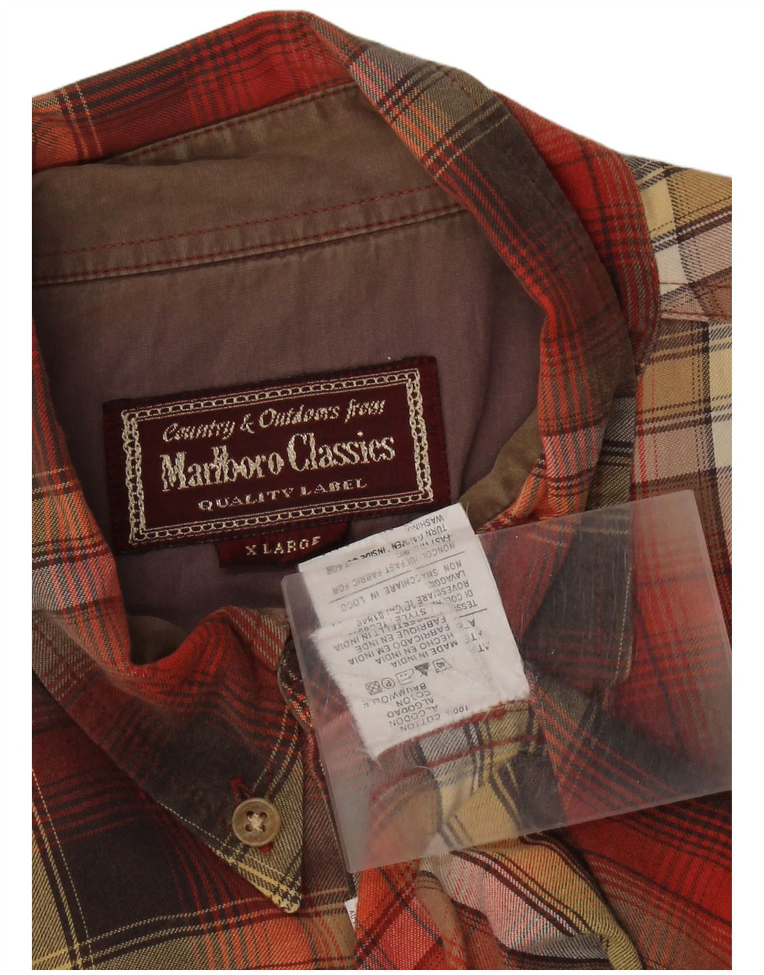 Marlboro Classics Camisa De Franela A Cuadros Hombre XL Algodón A Cuadros Rojo