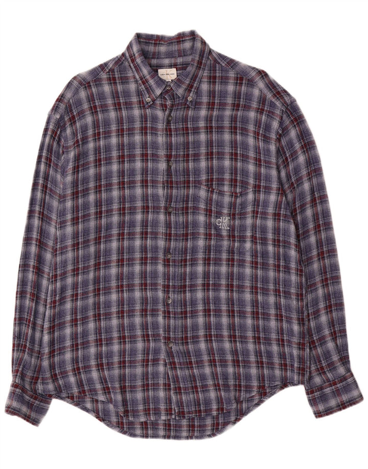 Camisa de franela para hombre Calvin Klein Jeans con cuadros azules grandes