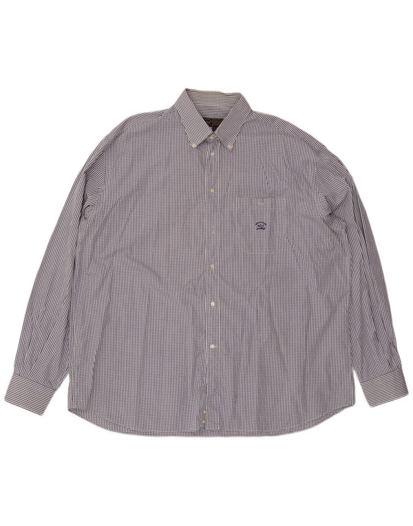 Paul & Shark Camisa náutica para hombre Talla 47 18 1/2 2XL Algodón a cuadros azul marino
