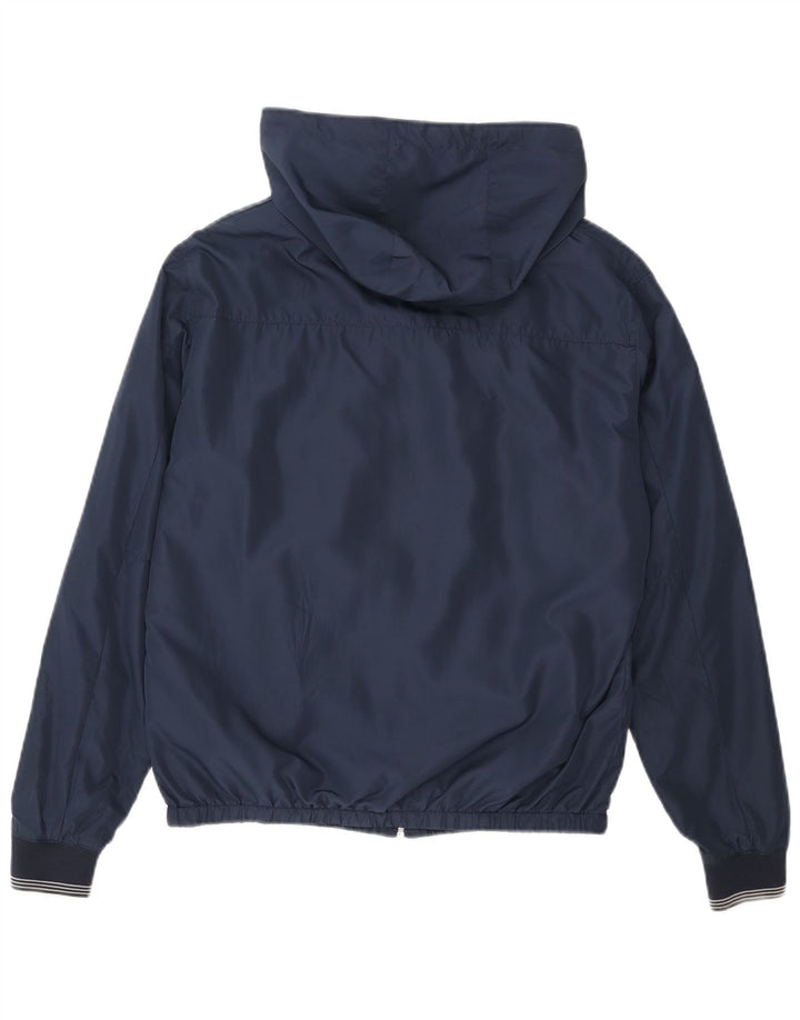 Zara Hombre Cazadora Bomber Con Capucha UK 38 Medium Azul Marino Poliéster
