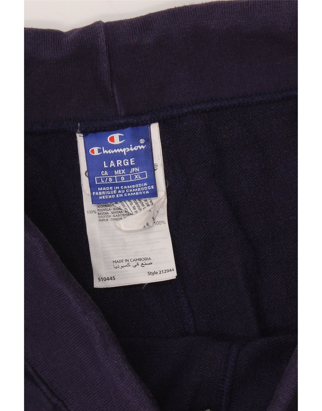 Champion Pantalones cortos deportivos para hombre, tamaño grande, algodón azul marino
