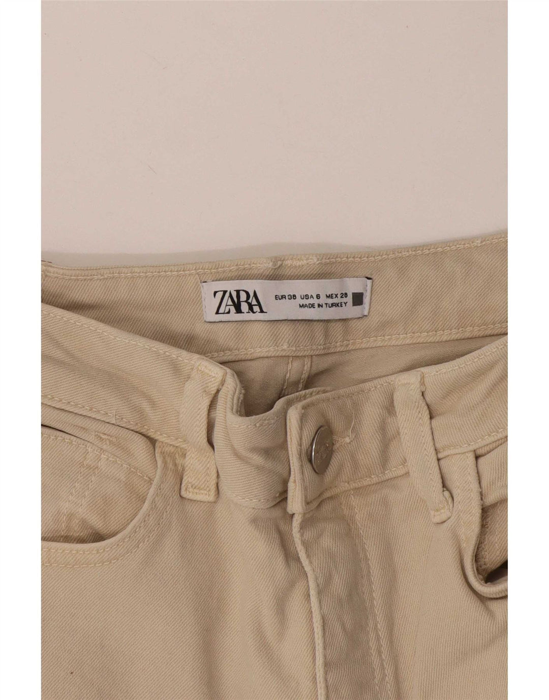 Zara Jeans Rectos Mujer EU 38 Small W28 L31 Beige