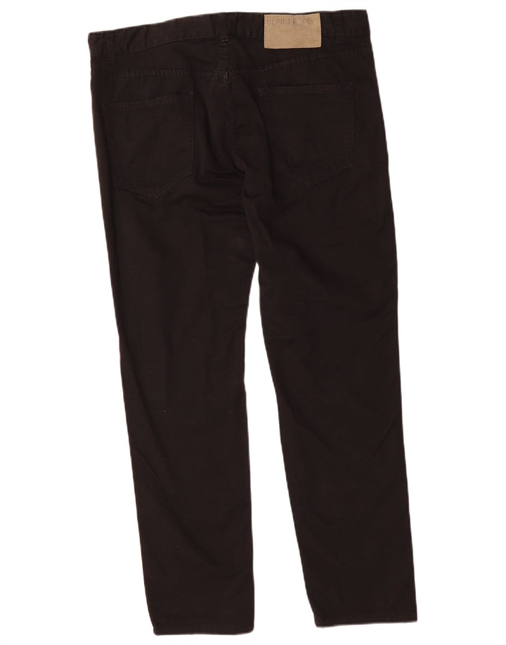 BENETTON Pantalones informales ajustados para hombre W34 L28 Algodón negro