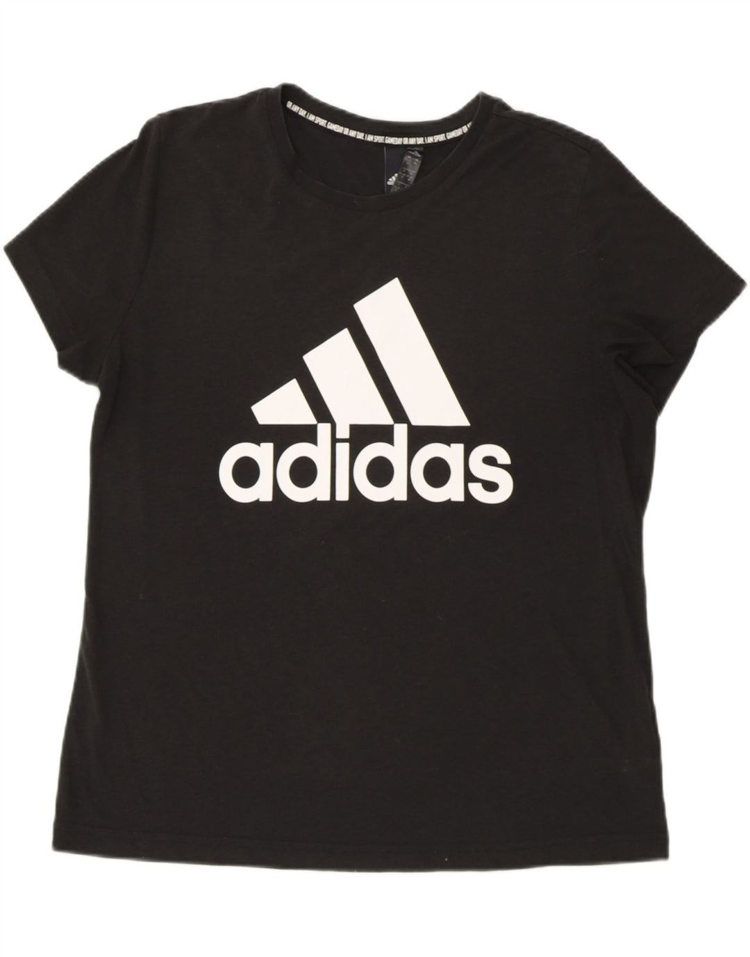 ADIDAS Camiseta Gráfica Mujer Top UK 20/22 XL Negro Algodón