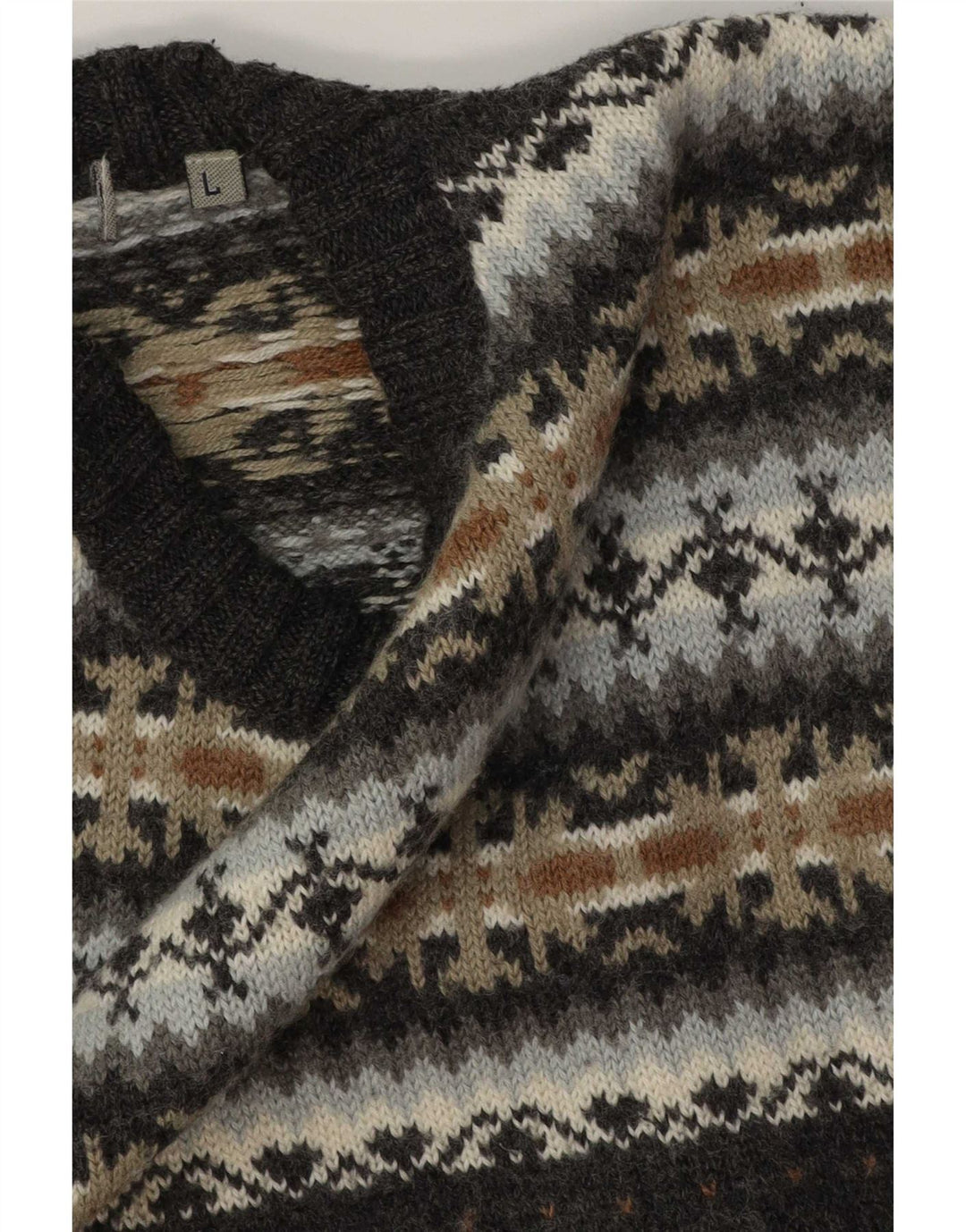 Lerros - Jersey de cuello redondo para hombre, talla grande, color gris, Fair Isle