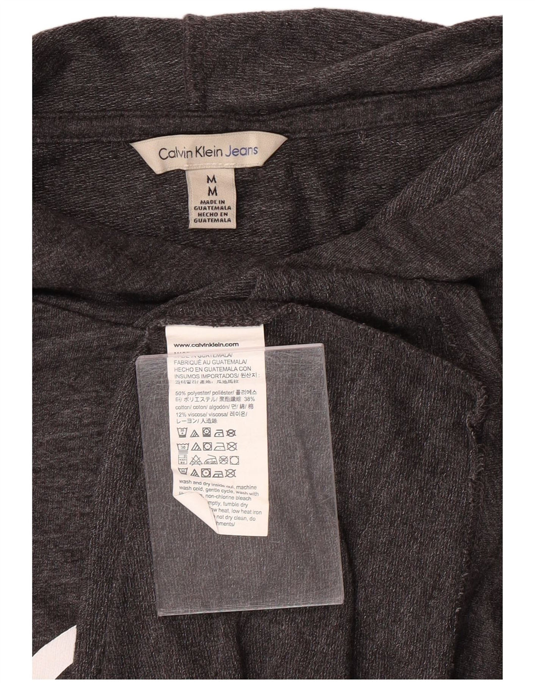 CALVIN KLEIN JEANS Jersey con capucha gráfico para mujer UK 40 Gris medio