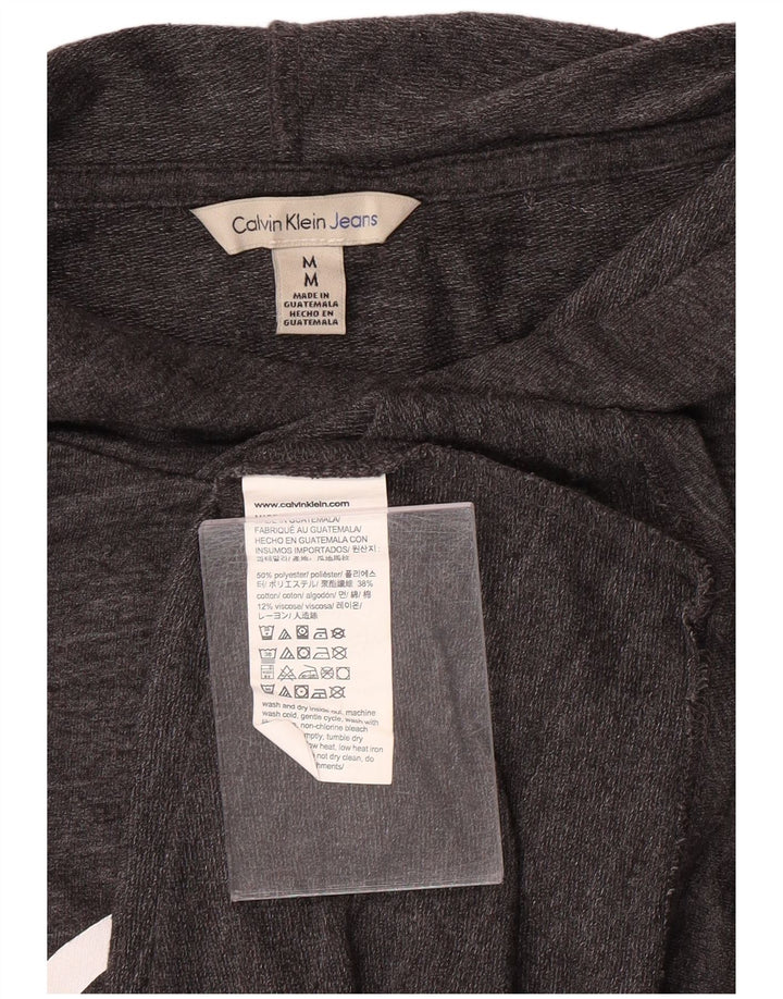 CALVIN KLEIN JEANS Jersey con capucha gráfico para mujer UK 40 Gris medio
