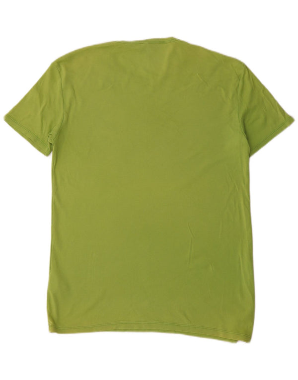 Benetton Hombre Camiseta Estampada Top XL Algodón Verde