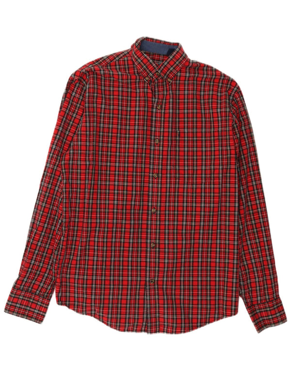 IZOD Mens Shirt Small Red Check Cotton