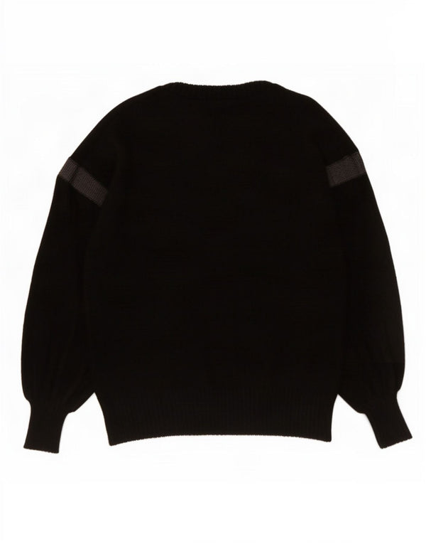 Vintage mujer cuello redondo jersey suéter IT 42 medio negro geométrico