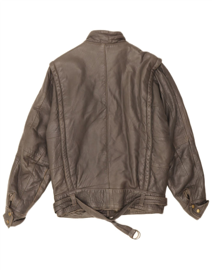 Vintage hombres chaqueta de cuero de ajuste suelto IT 44 XS cuero gris