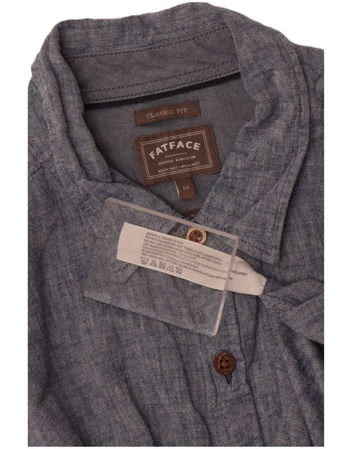 Camisa de corte clásico de manga corta para hombre de Fat Face Lino azul medio